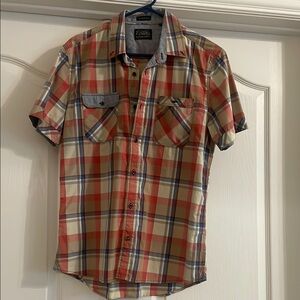 7 diamonds Red and Blue Casual Button Down Shirt